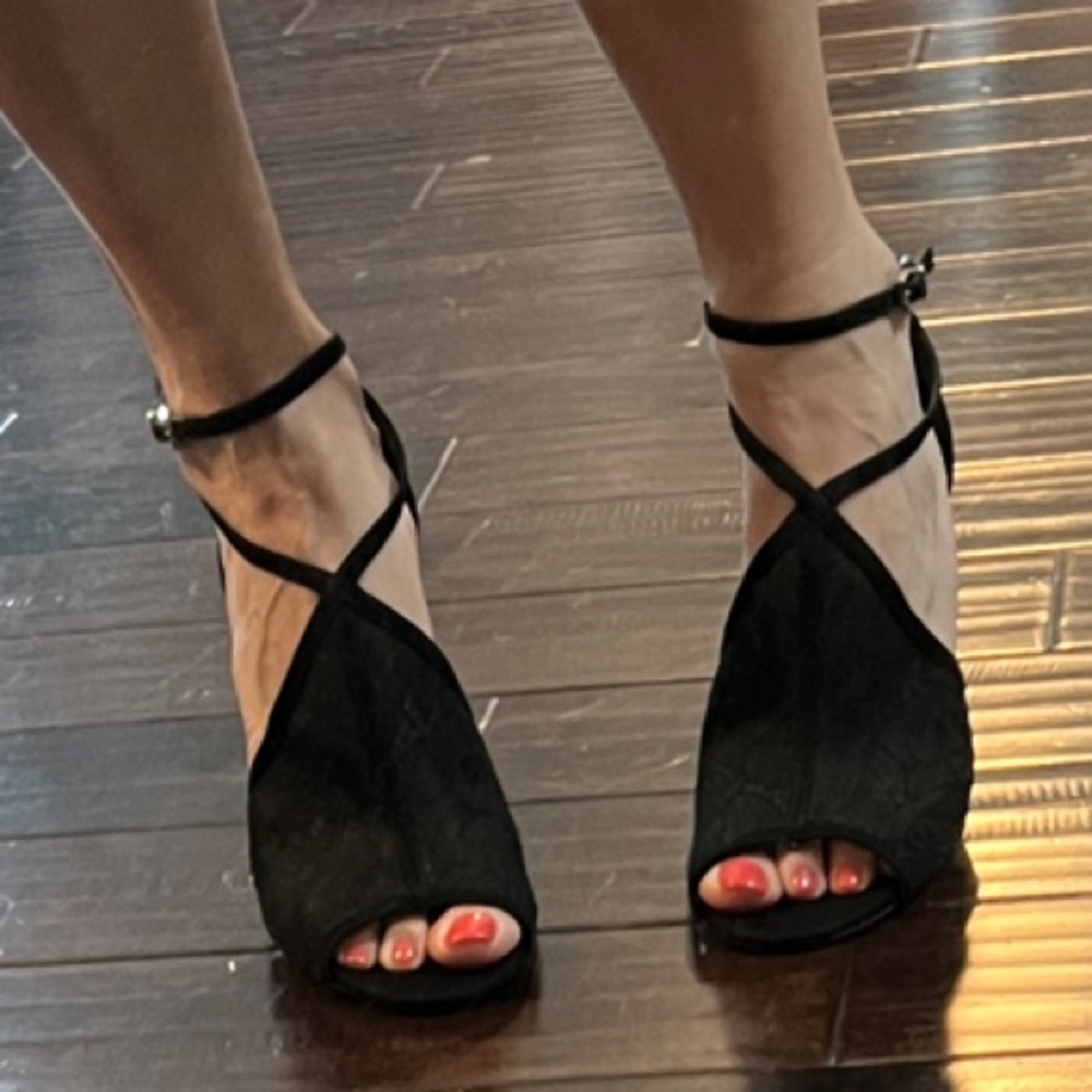 BCBGeneration Black Strappy Heels